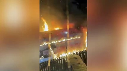 Video: Van full of fireworks explodes after vehicle set alight in Clydebank