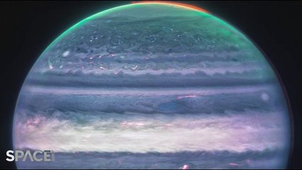 Jupiter's Auroras, Moons And Rings via JW Space Telescope