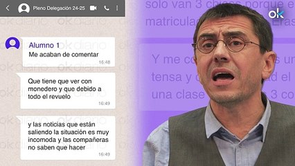 Los chats de los alumnos de Monedero: "Es muy tenso e inseguro que vayan tres chicas solas a su clase"