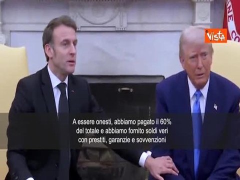 Macron interrompe Trump sugli aiuti Ue a Kiev: Diamo il 60% del totale, soldi veri
