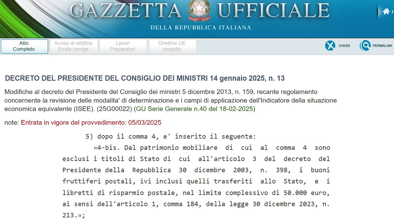 ESCLUSIONE TITOLI DI STATO DALL'ISEE: Decreto in Gazzetta Ufficiale cambia tutto nel 2025
