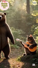 Cat and panda music performance