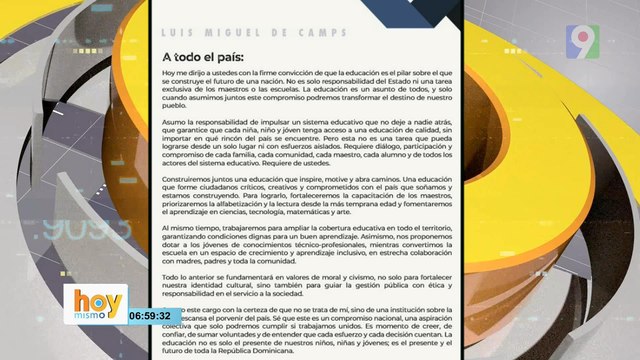 Oscar Medina “Me preocupa la carta de Luis Miguel De Camps | Hoy Mismo