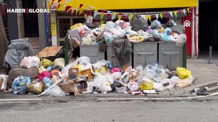 Beşiktaş'ta toplanmayan çöplere esnaf ve mahalle sakinleri tepki gösterdi