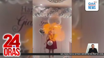 Vietnamese, nalapnos nang sumabog ang hydrogen balloon na dumampi sa kandila | 24 Oras