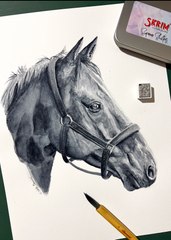 Portrait d’un cheval avec l’aquarelle holographique