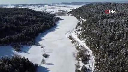 Buz tutan göller dron ile görüntülendi