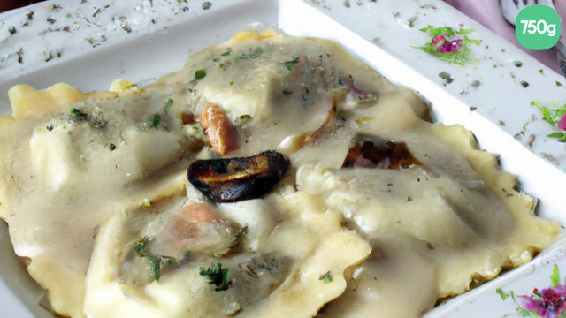 Raviolis sauce aux pleurotes à la crème