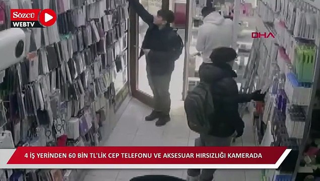 Elazığ'da 4 iş yerinden 60 bin TL'lik cep telefonu ve aksesuar hırsızlığı kamerada