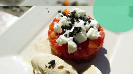 Tartare de tomates et sa glace au pain grillé