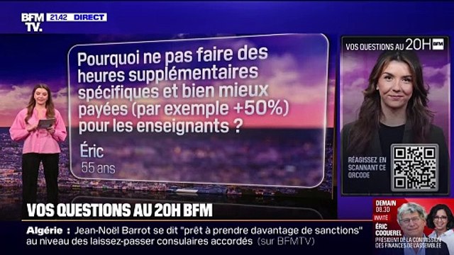 VOS QUESTIONS AU 20H BFM - Pourquoi ne pas faire des heures supplémentaires mieux payées pour les enseignants?
