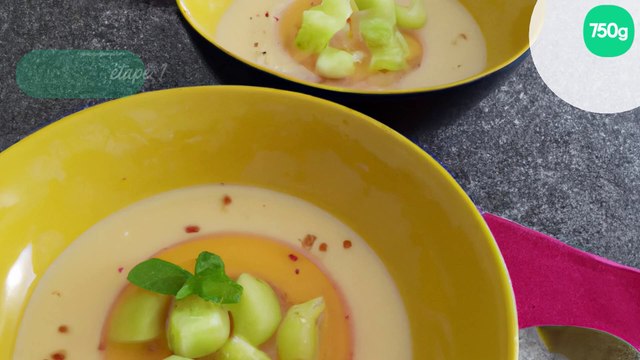 Soupe mangue melon avec une touche de citron vert