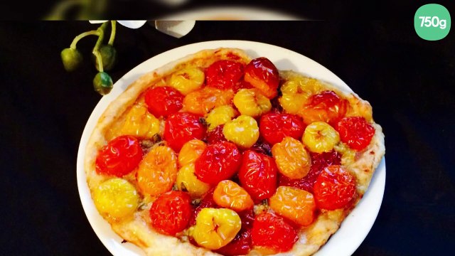 Tarte fine aux tomates multicolores et moutarde au miel et épices
