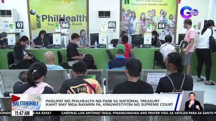 Paglipat ng PhilHealth ng P60-B sa Nat'l Treasury kahit may mga bayarin pa, kinuwestiyon ng SC | Balitanghali