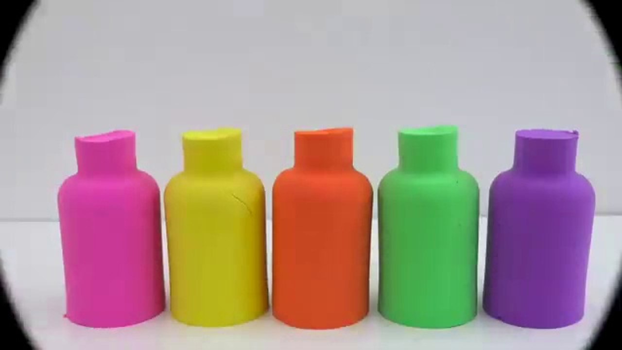 Match R255ainbow Colors Squishy  Balls with Kinetic Sand  Milk Bottles Smiley Face _  video for kids
