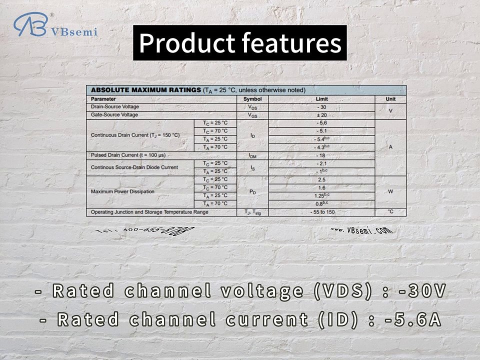 AO3409A-VB is a SOT23 package P-Channel field effect MOS tube
