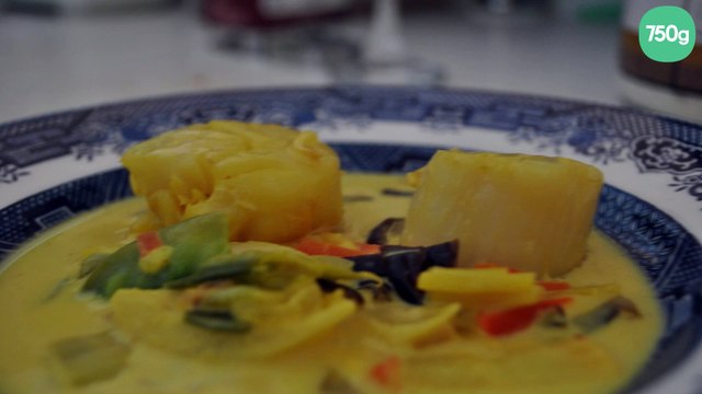 Saint-Jacques sur lit de safran aux légumes