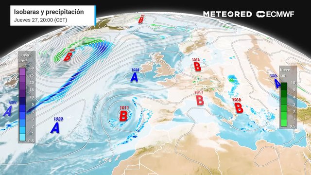 Este fin de semana de Carnaval una borrasca repartirá lluvias localmente fuertes en varias comunidades