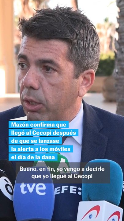 Mazón confirma que llegó después de la alerta de los móviles al Cecopi