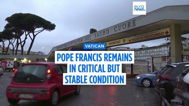 Pope Francis remains in critical but stable condition