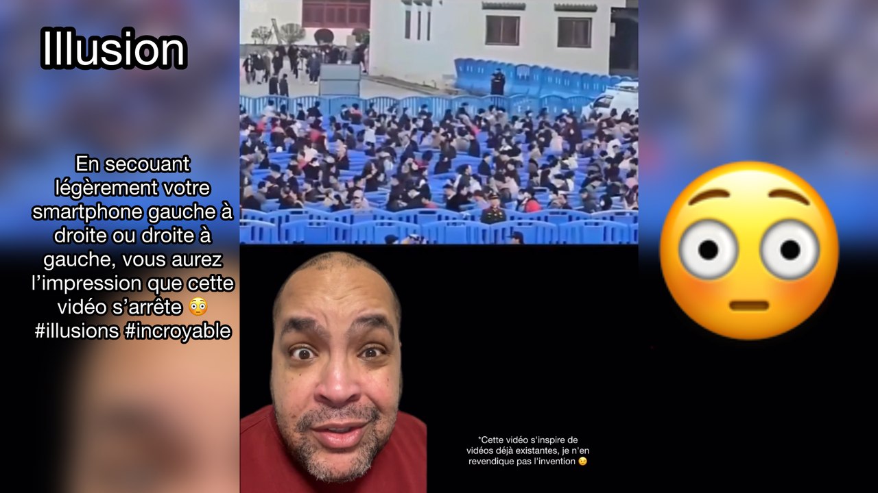 En secouant légèrement votre smartphone gauche à droite ou droite à gauche, vous aurez l’impression que cette vidéo s’arrête 😳 #illusions #incroyable
