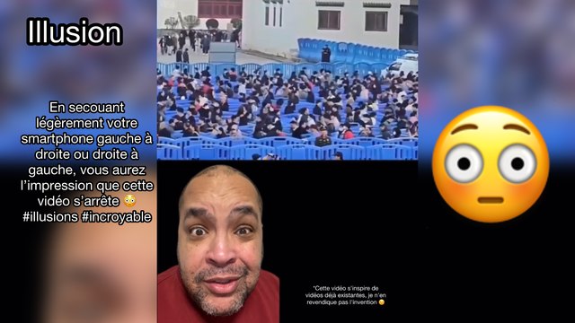 En secouant légèrement votre smartphone gauche à droite ou droite à gauche, vous aurez l’impression que cette vidéo s’arrête 😳 #illusions #incroyable