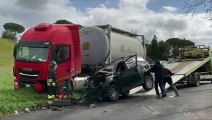 Incidente a Certaldo, scontro tra camion e auto