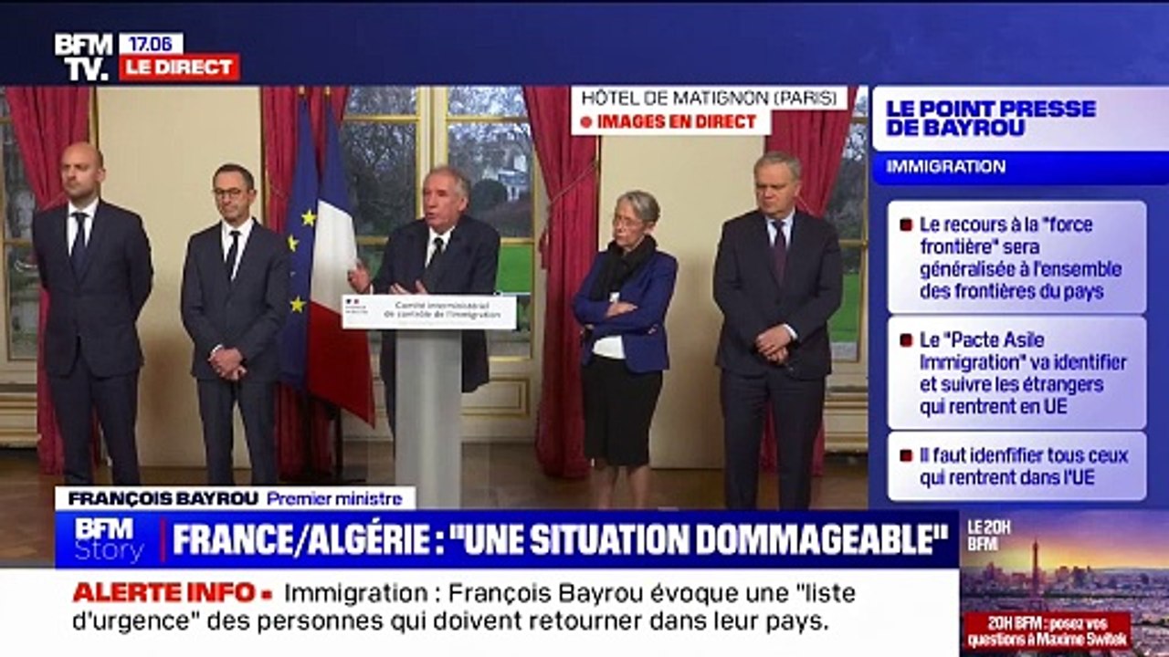François Bayrou sur les accords de 1968: "S'il n'y avait pas de réponse, ça serait la dénonciation des accords qui serait la seule issue possible; ce n'est pas celle que nous souhaitons"