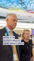Dozens of UN delegates walk out during Russia's speech