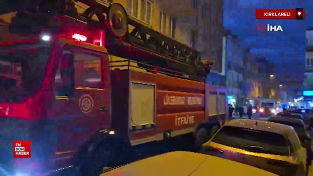 Kırklareli Lüleburgaz'da 3 katlı binada yangın