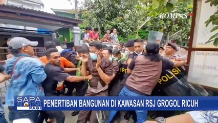Ricuh! Warga Hadang Petugas Penertiban Bangunan di Kompleks RSJ Grogol, Saling Dorong dengan Polisi