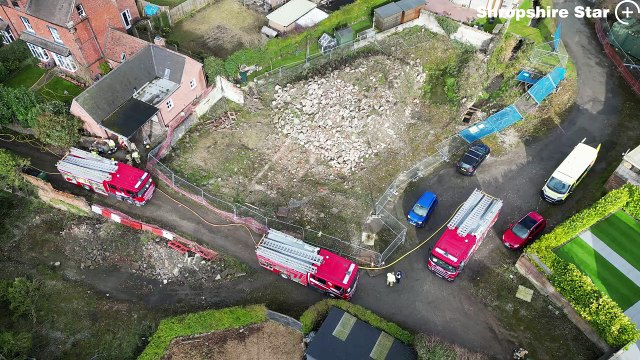 Firefighters at the scene of a fire on Station Road, Much Wenlock.