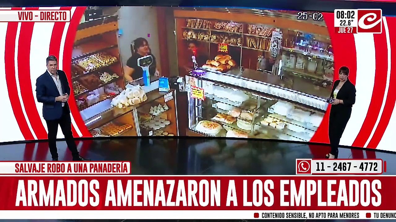 Violento robo en una panaderia: delincuentes armados amenazaron a los empleados