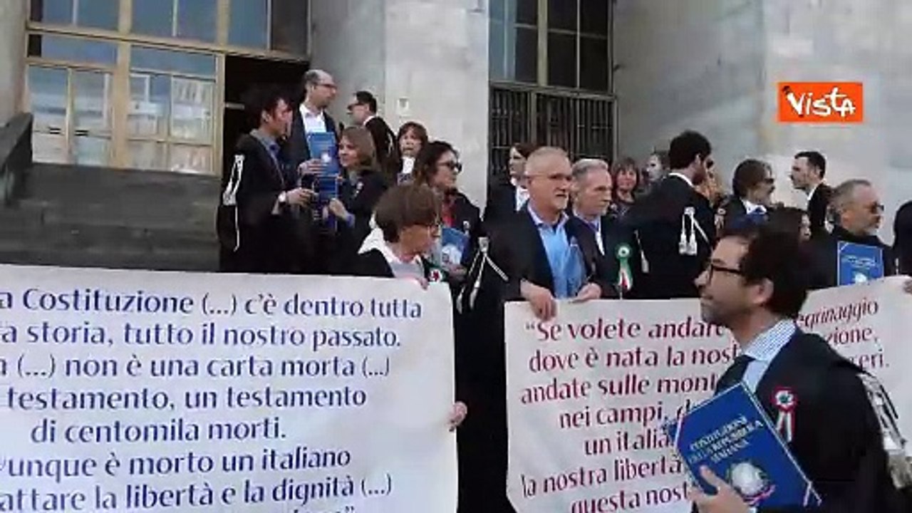 Presidio dei magistrati davanti al Tribunale di Milano contro la riforma della giustizia