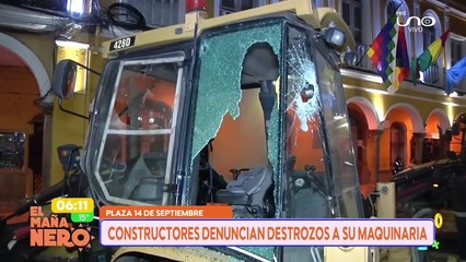 Protestaban en la Plaza: Constructores denuncian que fueron atacados y dañaron su maquinaria