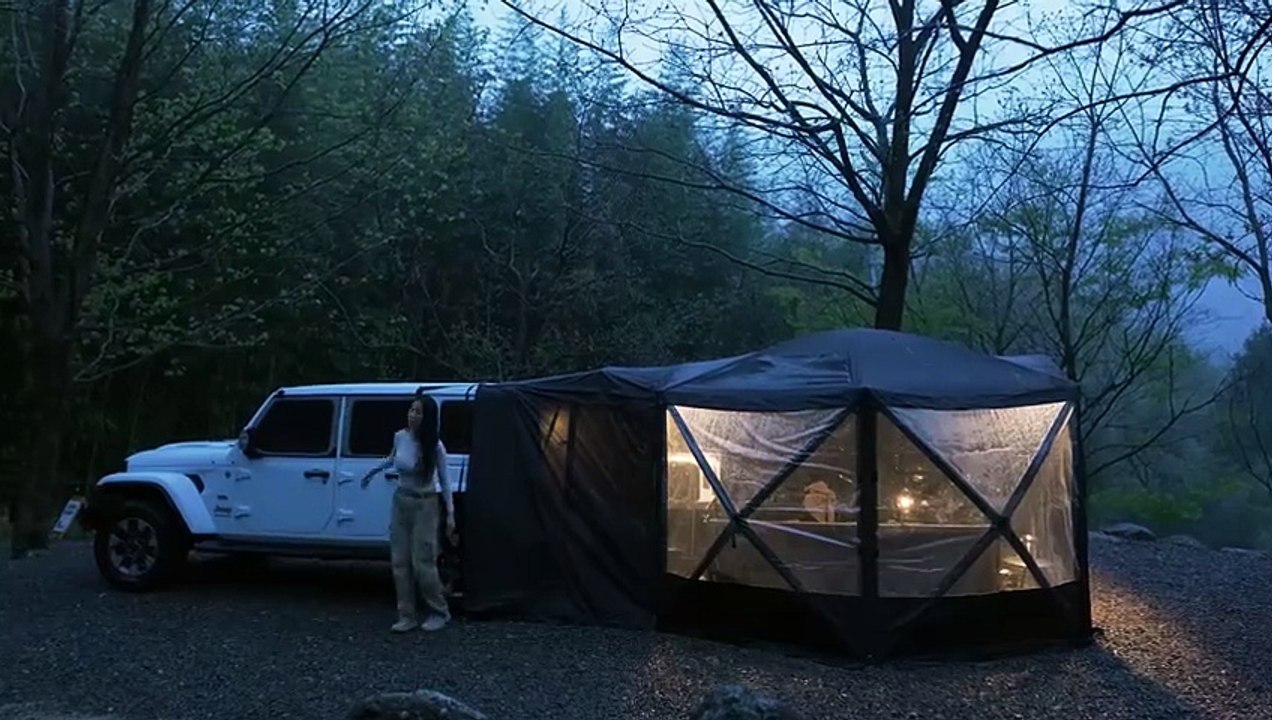 1000104756LUXURY CAR TENT CAMP IN HEAVY WIND & RAIN | NATURE ASMR