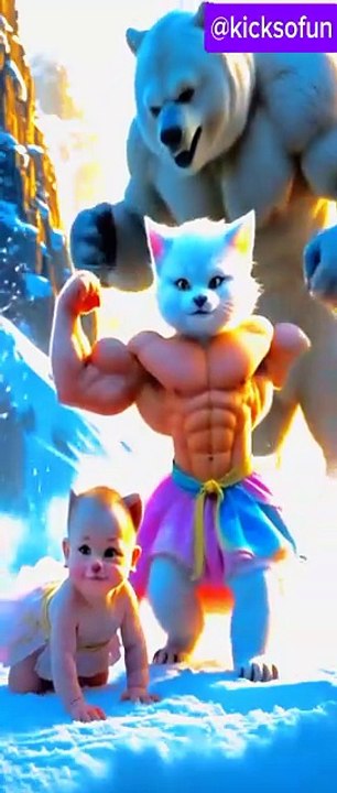 Turning into a bodybuilder cat
