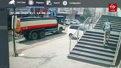 டேங்கர் லாரியில் சிக்கிய மின் வயர்கள்! வாகன ஓட்டிகள் பீதி!