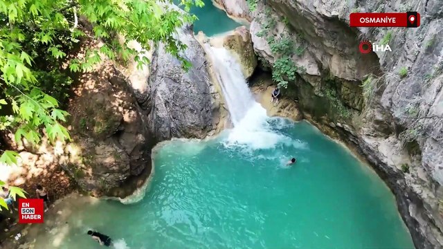Osmaniye'de sıcakta kaçanların durağı Sarısu Şelalesi oldu