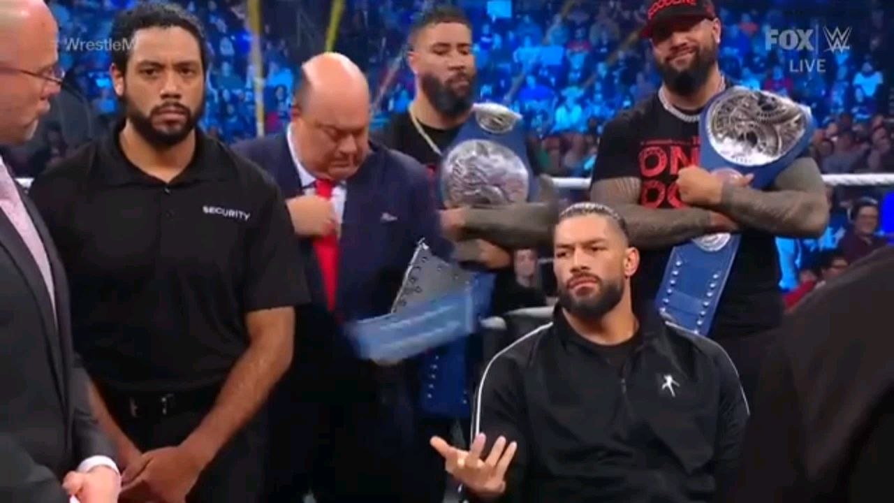 Roman Reigns and Brock Lesnar contract signing