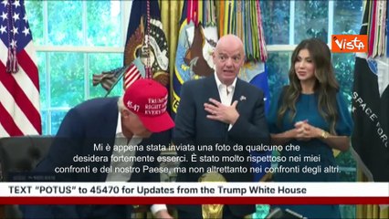 Trump con Infantino mostra foto di Putin: So che ai Mondiali vorrebbe esserci anche lui