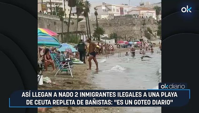 Así llegan a nado 2 inmigrantes ilegales a una playa de Ceuta repleta de bañistas: Es un goteo diario