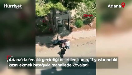 Anne, kızını sokakta bıçakla kovaladı; o anlar kamerada