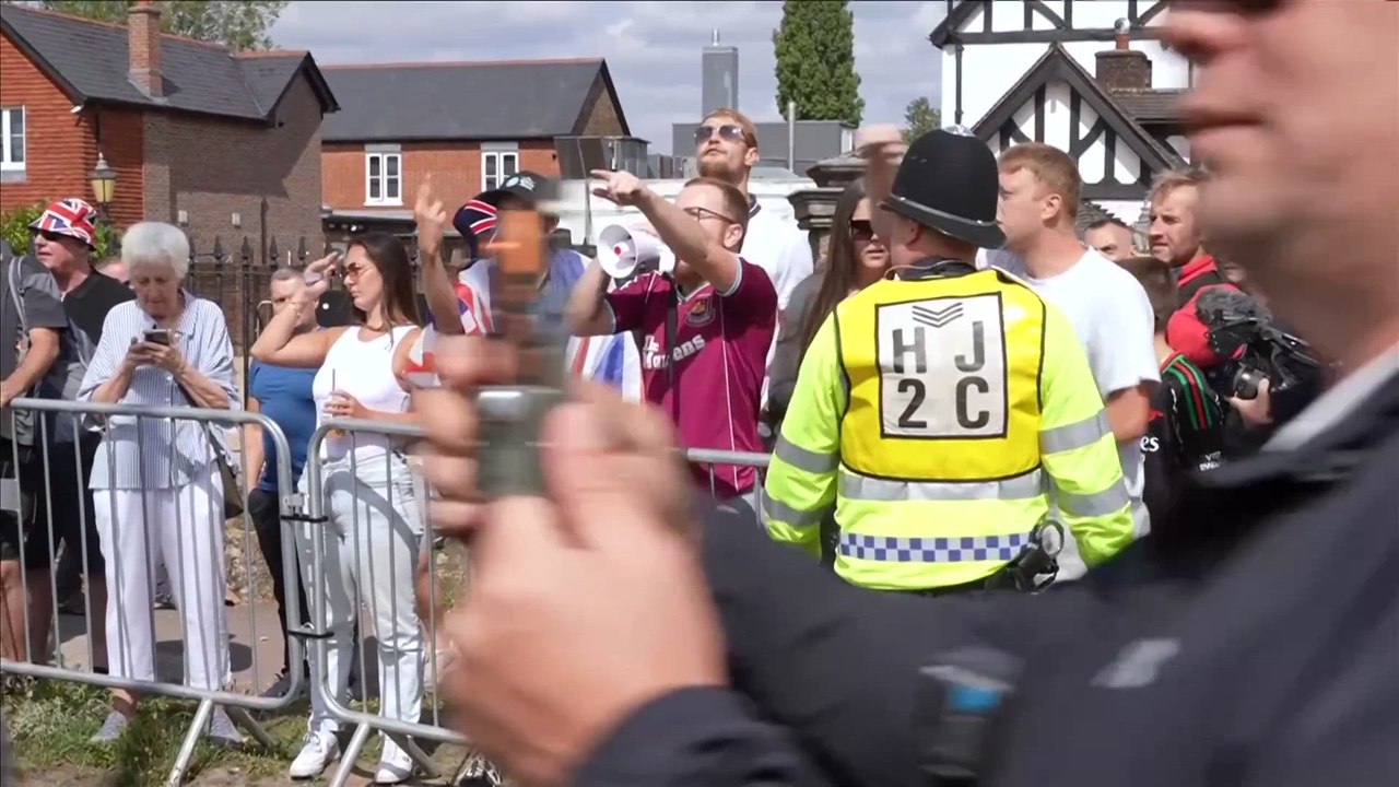 Anti-migrant and counter-protesters face off at UK demonstrations