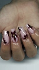 Burgundy blooms with golden details