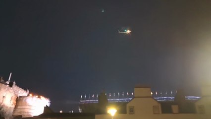 Apache helicopter flies over Edinburgh