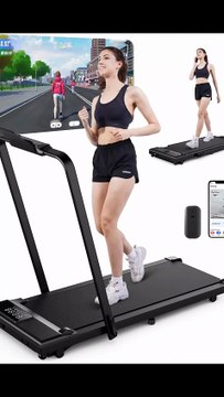 DeerRun 3 in 1 Walking Pad Treadmill, 300 Weight Capacity Foldable Treadmill, 3.0HP Low Noise Under Desk Treadmills for Home Office with Remote & APP