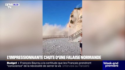 Seine-Maritime: les images impressionnantes de la chute d'une falaise en Normandie