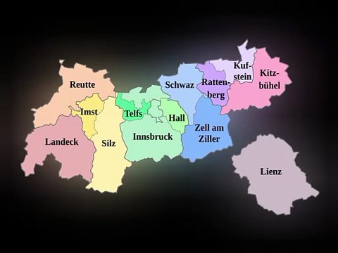 Map of Tyrol State. Peta Negara Bagian Tirol. Tyrol State Map. Map of State of Tyrol. State of Tyrol Map. Karte des Landes Tirol. Carte de l'État du Tyrol. Mapa do estado do Tirol. Mapa del estado del Tirol. Mappa dello stato del Tirolo. チロル州の地図. 蒂罗尔州地图