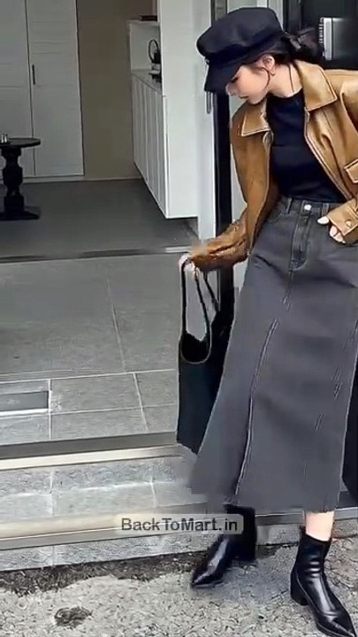 Solid Carbon Grey Maxi Skirt for Women in India #fashion #style #trends